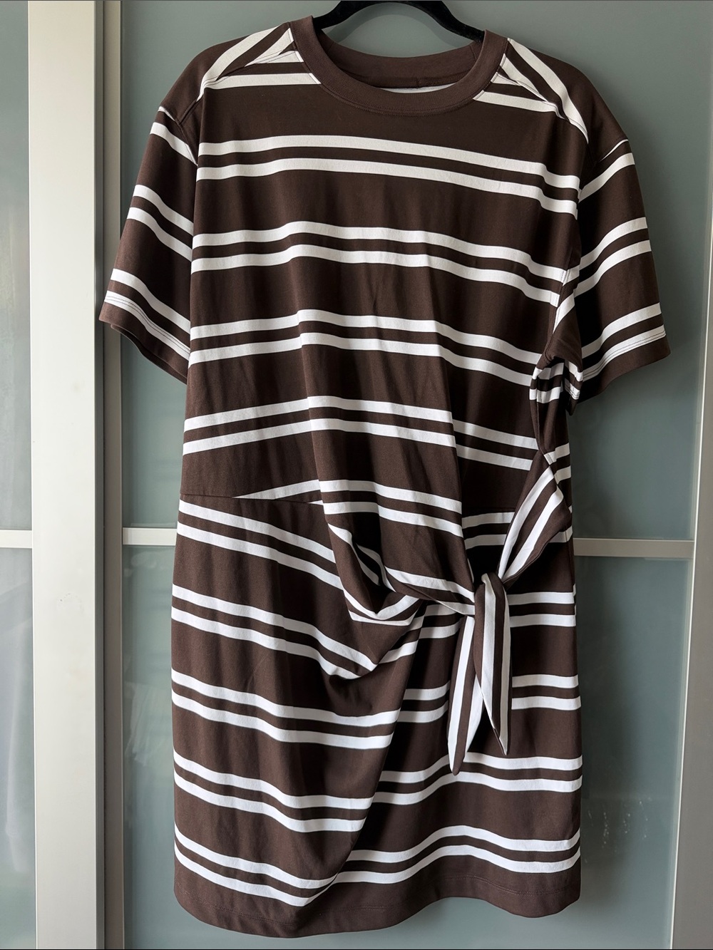 NWT Abercrombie & Fitch YPB Brown and White Striped Tie-Waist Dress